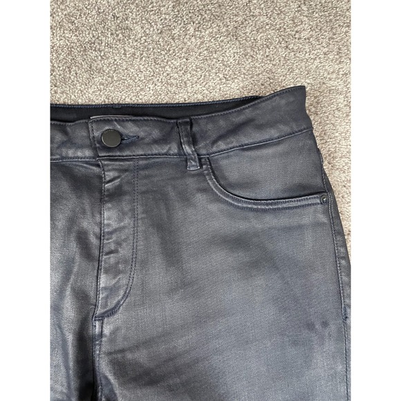 DL1961 Jeans Womens 31 Coated Cropped Bootcut Flare Slimming Lara Marin Denim - Picture 4 of 8